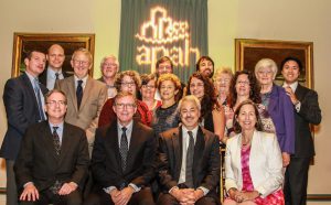 Members of the APAH Board and other leaders gathered on Oct. 6 for an event that raised $430,000 to support the organization's efforts. Shown in the front row are award recipients Bill Fogarty and Mark Silverwood; board chair Robert Rozen; and president Nina Janopaul. (APAH photo by Jon Grant)